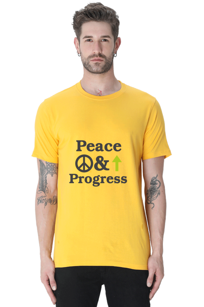 Peace & Progress Graphic | Men's Cotton T-Shirt