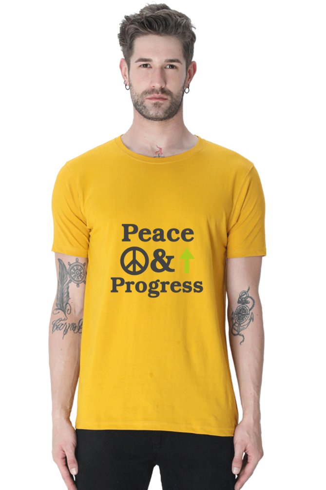 Peace & Progress Graphic | Men's Cotton T-Shirt