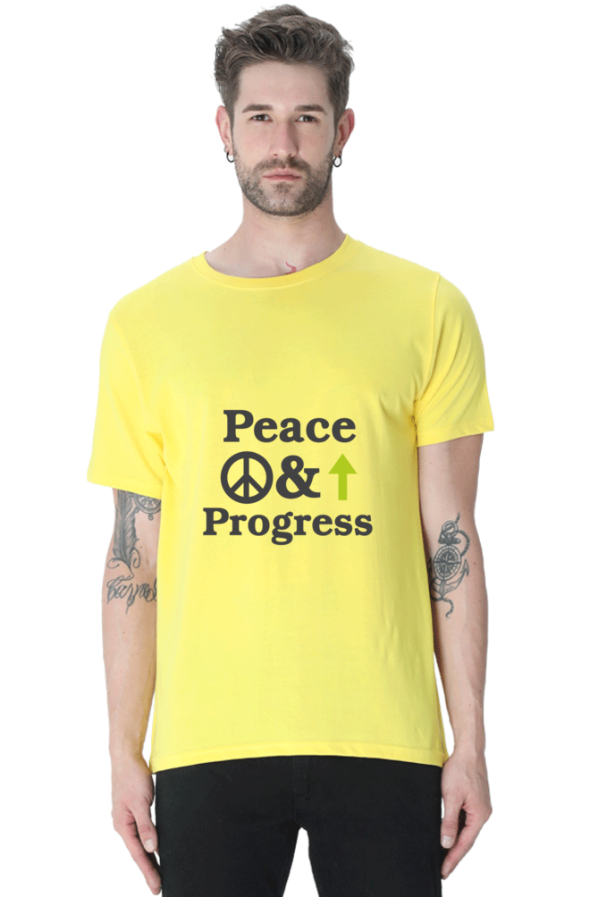 Peace & Progress Graphic | Men's Cotton T-Shirt