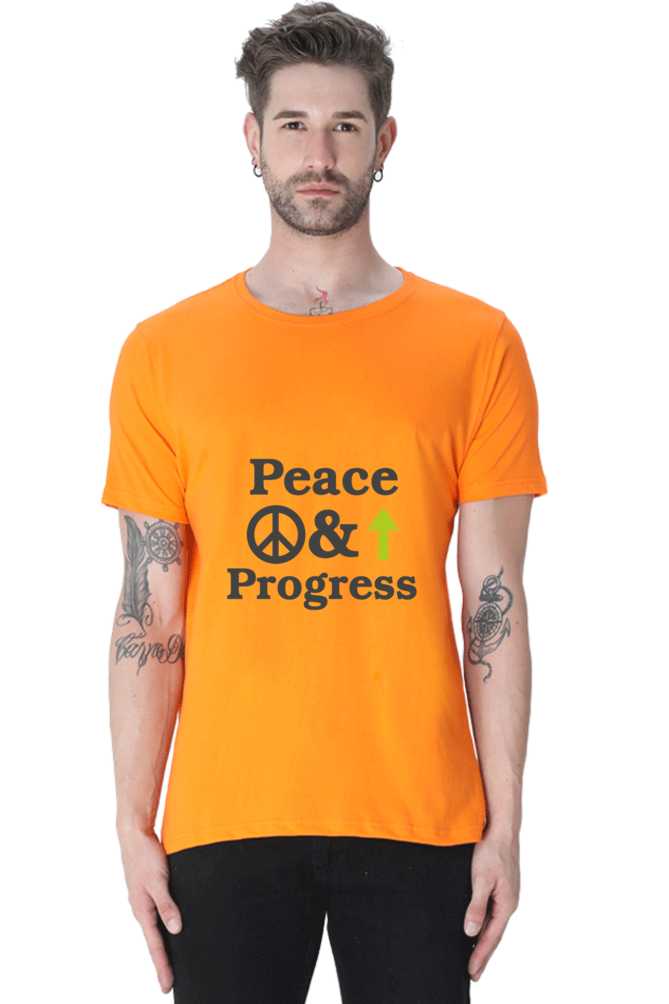 Peace & Progress Graphic | Men's Cotton T-Shirt