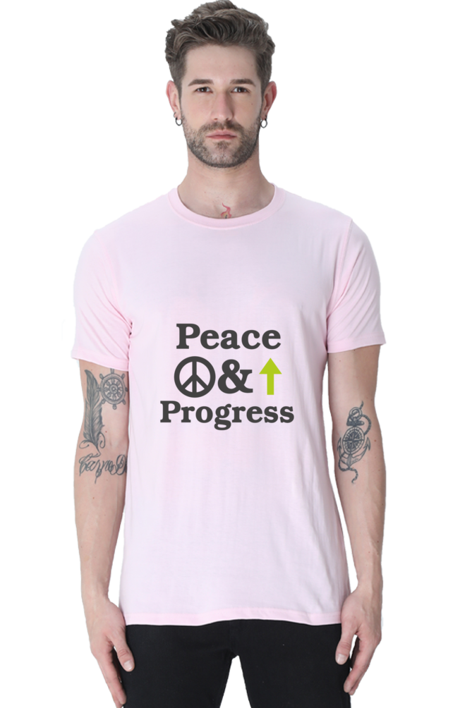 Peace & Progress Graphic | Men's Cotton T-Shirt