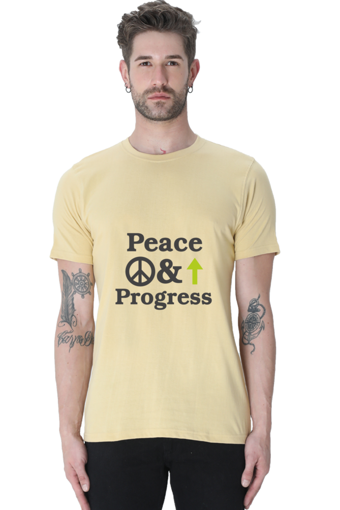 Peace & Progress Graphic | Men's Cotton T-Shirt